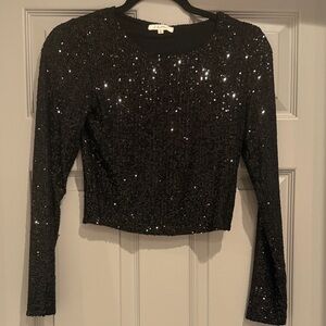 Z Supply Black Sequin Crop Top